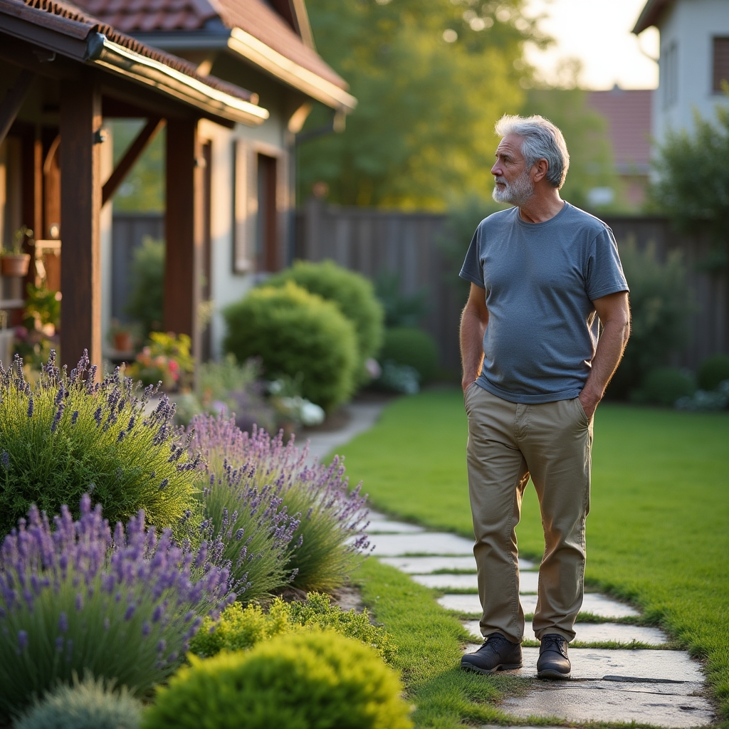 Gondozott kert családi ház előtt